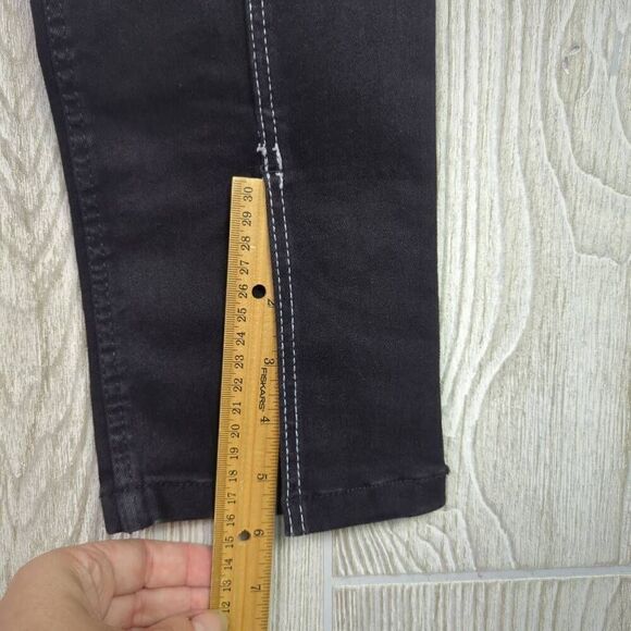Zara Womens Size 8 Split Leg Denim Jeans Black Exposed Center Seams Zip Fly - Picture 4 of 9